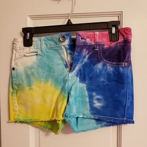 Tye-dye jean shorts